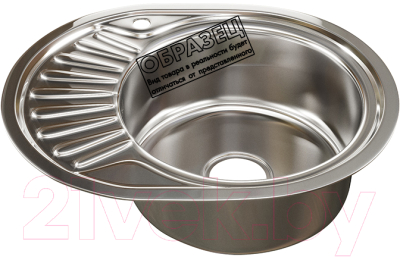 Мойка кухонная Mixline Овал R 532303 (декор, с сифоном) - фото
