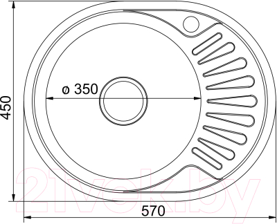 Мойка кухонная Mixline Овал L 528190 (с сифоном)