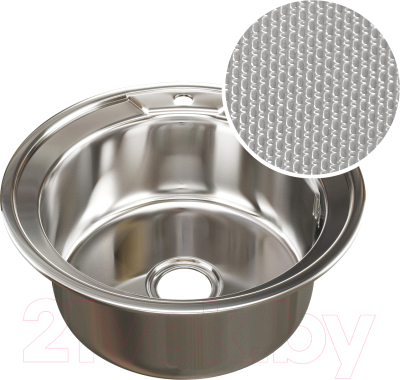 Мойка кухонная Mixline Круг 532306 (декор, с сифоном) - фото