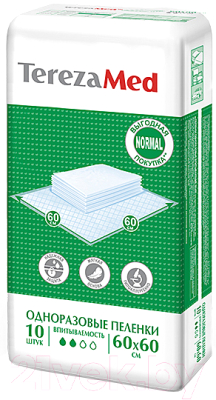 Набор пеленок одноразовых впитывающих Tereza Med Впитывающие Normal 60x60 - фото