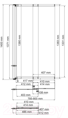 Стеклянная шторка для ванны Wasserkraft Main 41S02-80