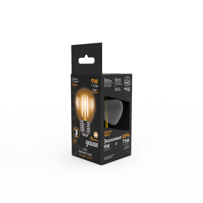 Лампа Gauss Filament Шар 9W 680lm 2700К Е27 / 105802109
