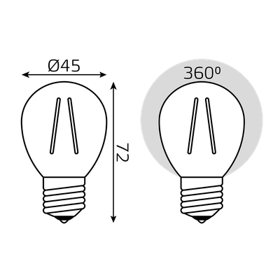 Лампа Gauss Filament Шар 9W 680lm 2700К Е27 / 105802109