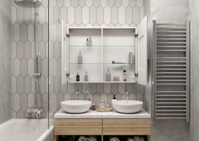 Шкаф с зеркалом для ванной Континент Elliott Led 100x80 (с датчиком движения)