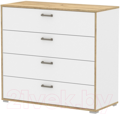 Комод Интерлиния SC-4Ш (дуб золотой/белый платинум) - фото
