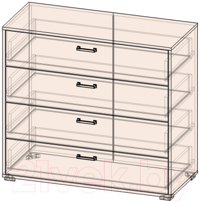 Комод Интерлиния SC-4Ш (дуб золотой/белый платинум)