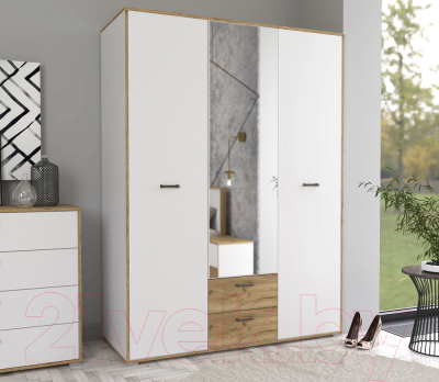 Шкаф Интерлиния SC-ШК1 (дуб золотой/белый платинум)