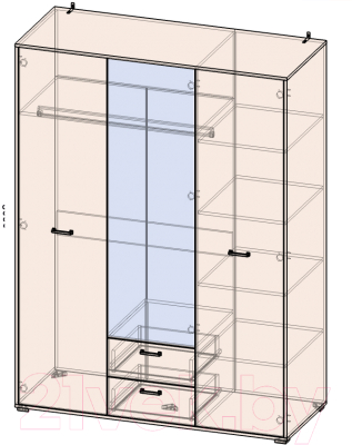 Шкаф Интерлиния SC-ШК1 (дуб золотой/белый платинум)