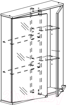 Шкаф с зеркалом для ванной СанитаМебель Джаст 12.600 (правый)
