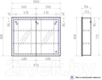 Шкаф с зеркалом для ванной Vigo Geometry 1000