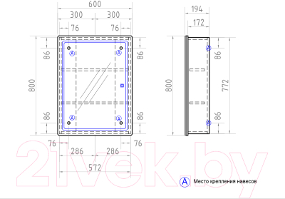 Шкаф с зеркалом для ванной Vigo Geometry 600