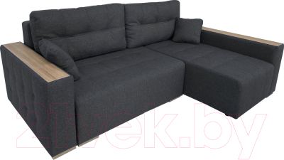 Диван угловой ФорестДекоГрупп Милан 2 левый (Lux 18, рогожка антрацит) - фото