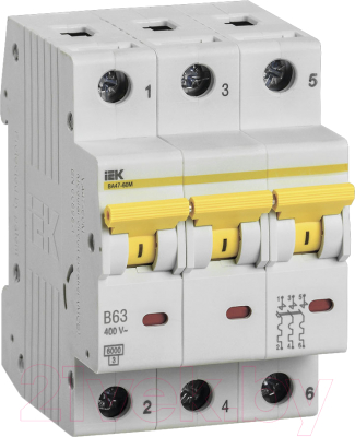 Выключатель автоматический IEK ВА 47-60M 3п 63А B / MVA31-3-063-B - фото