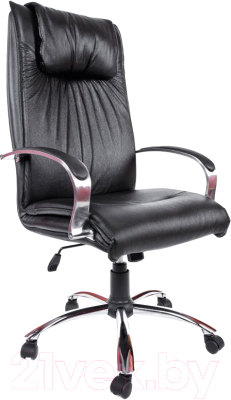 Кресло офисное Деловая обстановка Артекс Хром ХН кожа (черный) - фото