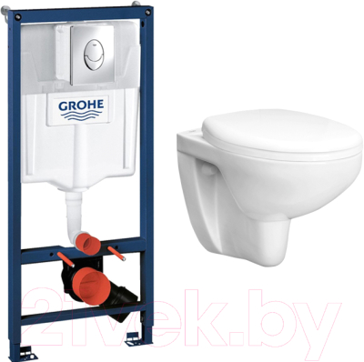 Унитаз подвесной с инсталляцией GROHE Bau 39427000 + 39493000 + 38721001 - фото