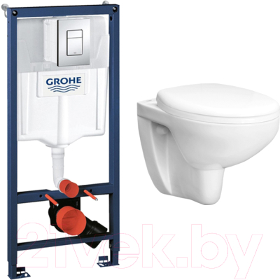 Унитаз подвесной с инсталляцией GROHE Bau 3 39427000 + 39493000 + 38772001 - фото