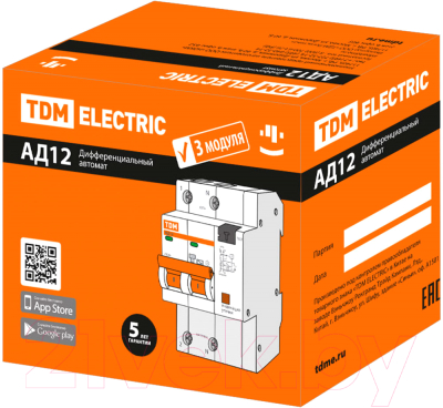 Дифференциальный автомат TDM АД12 2Р 10А 10мА / SQ0204-0102