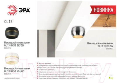 Точечный светильник ЭРА OL13 GX53 SN / Б0049031