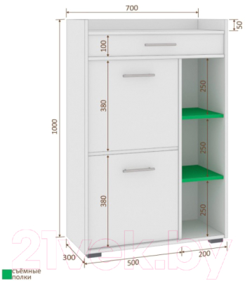 Тумба в прихожую Кортекс-мебель Лара ТП4 (венге)