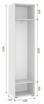 Шкаф-пенал Кортекс-мебель Лара ШП1-45 (дуб сонома)