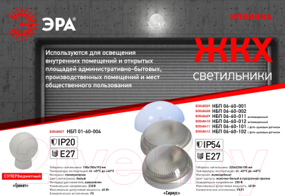 Светильник ЖКХ ЭРА Сириус НБП 06-60-002 / Б0048408