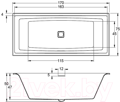 Ванна акриловая Riho Still Square Led 170 R / BR0200500K00130 (с подголовником)