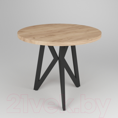 Обеденный стол Дабер 001 Круглый / С1.9.2.2 (опора металл черный/дуб крафт золото)
