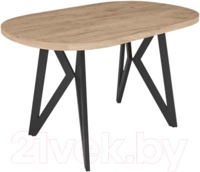 Обеденный стол Дабер 014 / С14.13.2.2 (опора металл черный/дуб крафт золото) - фото