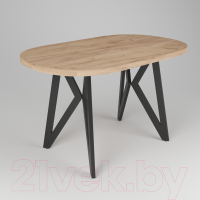 Обеденный стол Дабер 014 / С14.13.2.2 (опора металл черный/дуб крафт золото)