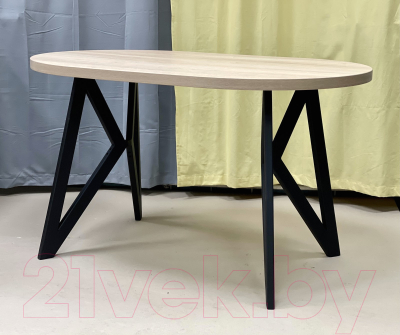 Обеденный стол Дабер 014 / С14.13.2.2 (опора металл черный/дуб крафт золото)