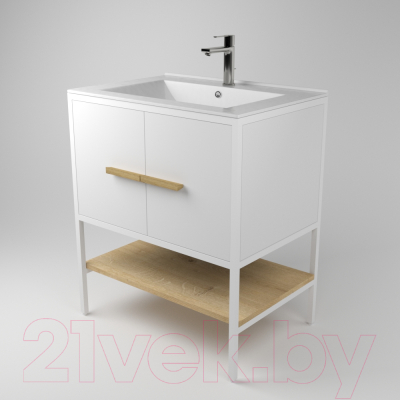 Тумба под умывальник Дабер 010 / Т10.7.1.5 (белый/белый/дуб гамильтон натуральный)