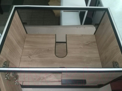 Тумба под умывальник Дабер 009 / Т9.7.2.4 (черный/серый/дуб канзас коричневый)