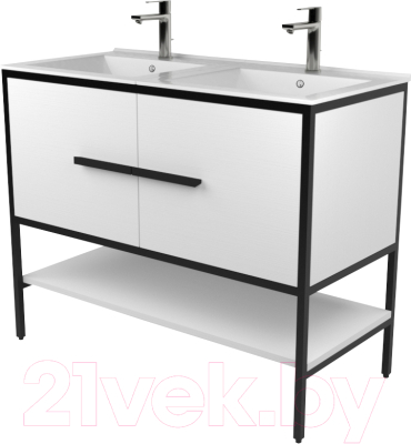Тумба под умывальник Дабер 007 / Т7.10.2.5 (черный/белый) - фото