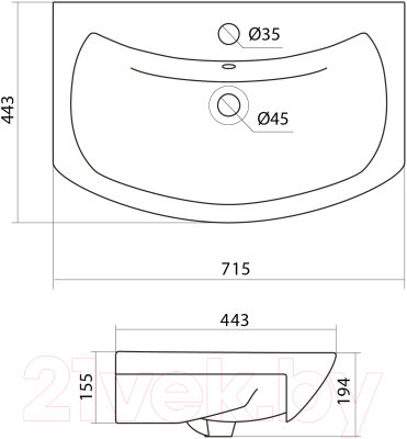 Тумба с умывальником Акватон Бекка 70 (1A2087K1BAC20)