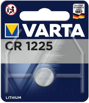 Батарейка Varta Electronics CR1225 BL1 Lithium 3V 6225 1/10/100 / 6225101401 - фото