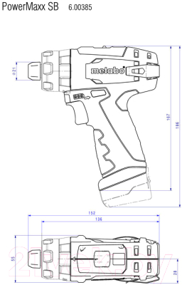 Профессиональная дрель-шуруповерт Metabo PowerMaxx SB Basic / 600385500