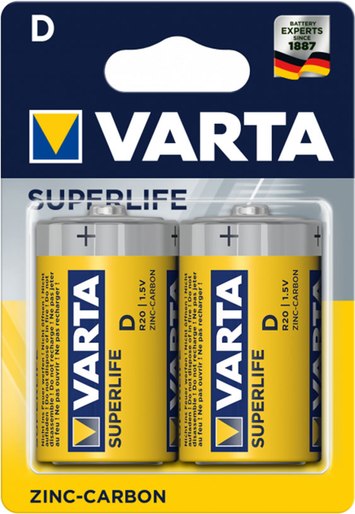 Комплект батареек Varta Superlife Mono 2D R20P / 02020101412 - фото