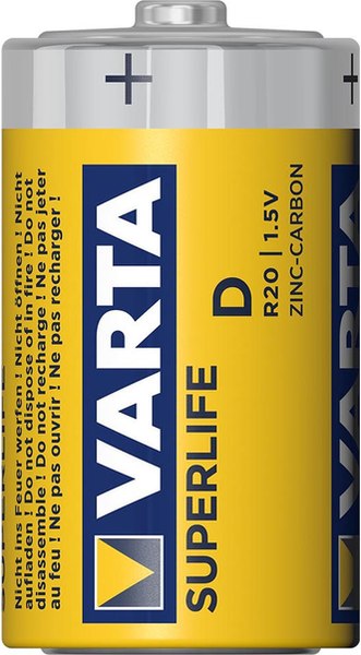 Комплект батареек Varta Superlife Mono 2D R20P / 02020101412
