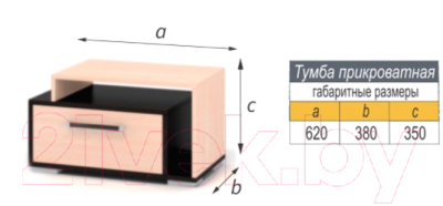 Прикроватная тумба Bravo Мебель Прага 1 ящ