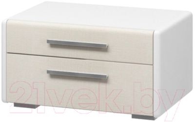 Прикроватная тумба Bravo Мебель Вива 2 ящ (белый глянец/платина/белый) - фото