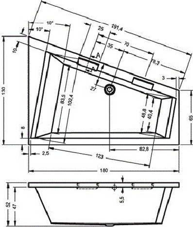 Ванна акриловая Riho Doppio 180 R
