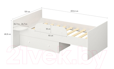 Детская кроватка Polini Kids French 900 Teddy с комодом / 0001526.55 (белый/серый)