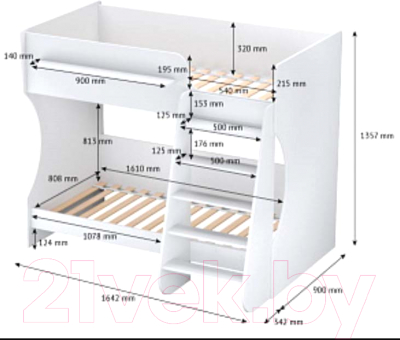 Двухъярусная кровать детская Polini Kids Dream 1500 / 0002425.9