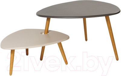 Комплект журнальных столиков Калифорния мебель Стилгрей (серый лен/бежевый лен)