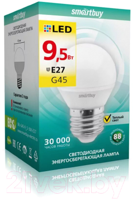 Лампа SmartBuy SBL-G45-9.5-30K-E27