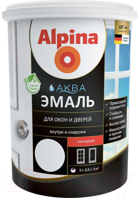 Эмаль Alpina Аква для окон и дверей глянцевая - фото