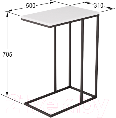 Приставной столик Калифорния мебель Агами (белый)