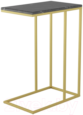 Приставной столик Калифорния мебель Агами Голд (черный мрамор) - фото