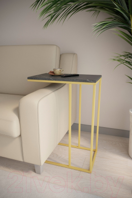 Приставной столик Калифорния мебель Агами Голд (черный мрамор)