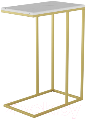 Приставной столик Калифорния мебель Агами Голд (белый мрамор) - фото